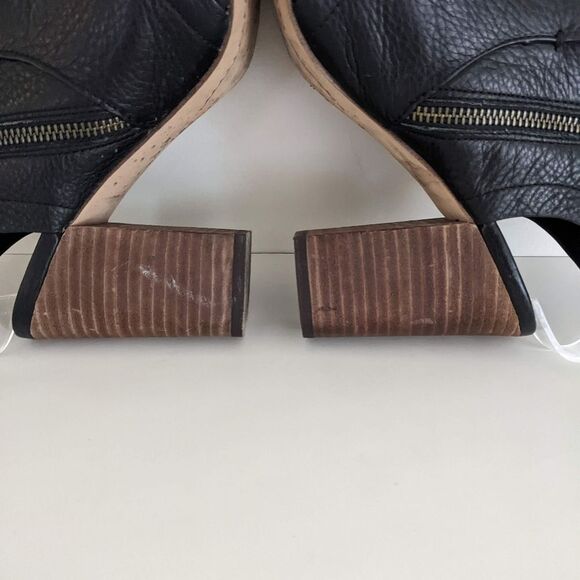 Splendid Darlene ll Black Leather Peep Toe Block Heel Sandals 9 - Picture 10 of 12